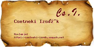 Csetneki Izsák névjegykártya